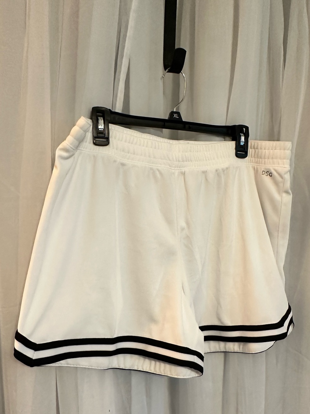 DSG white  Athletic Shorts with Black Trim  Stripes - Picture 7 of 12